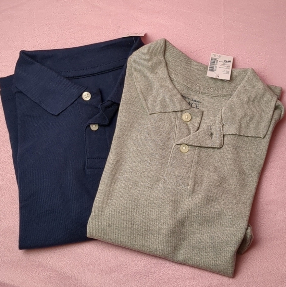 The Children's Place Two Pack Short Sleeve Polo Shirts in Navy and Gray Medium